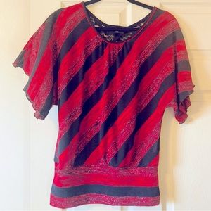 Red & Black lace detail top♥️